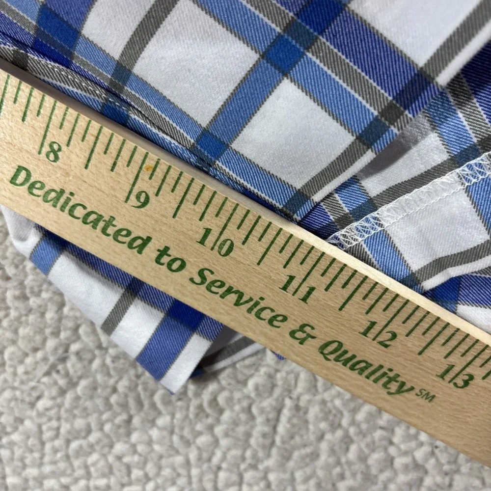 adidas Golf Shorts Men's 40 XL Blue White Plaid Performance Flat Front Bermuda
